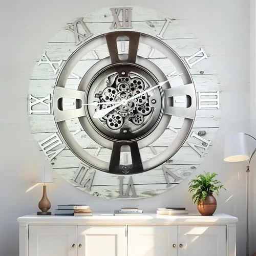 Miniatura 16 de ImprovingLife The Gears Reloj de pared con engranajes móviles reales línea Inglaterra (Verde Aguamarina, 24 pulgadas (60 cm))