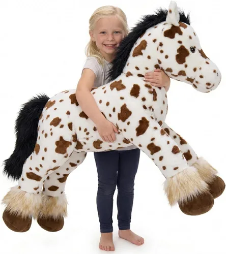 Miniatura 13 de MaoGoLan Peluche de caballo grande para niño, juguete de peluche de caballo grande para niña y niño, poni hinchable para niños, almohada de peluche