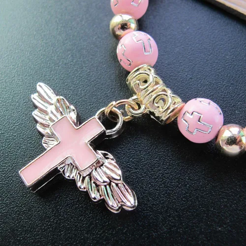 Miniatura 4 de WE 12 pulseras de cruz de ala de ángel para niña, recuerdo de bautizo/recuerdo de bautizo