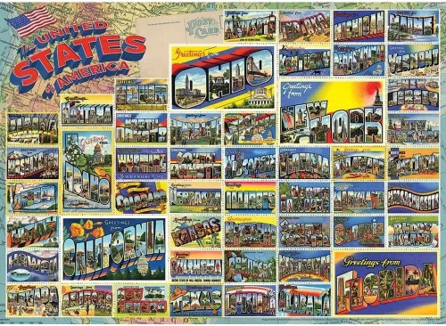 Miniatura 2 de Cobble Hill - Rompecabezas de 1000 piezas, postales americanas vintage, póster de muestra incluido