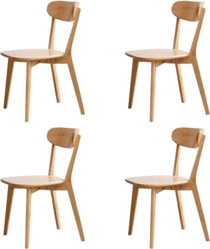 Miniatura 22 de Sillas de cocina, 100% madera maciza de roble, silla moderna con respaldo curvo, sillas de cocina y comedor, silla moderna para sala de estar Negro