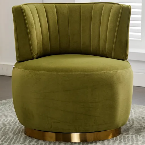 Miniatura 10 de Luxyhome - Silla giratoria de barril 360, de terciopelo, moderna silla decorativa tapizada de mediados de siglo, silla auxiliar redonda de sherpa