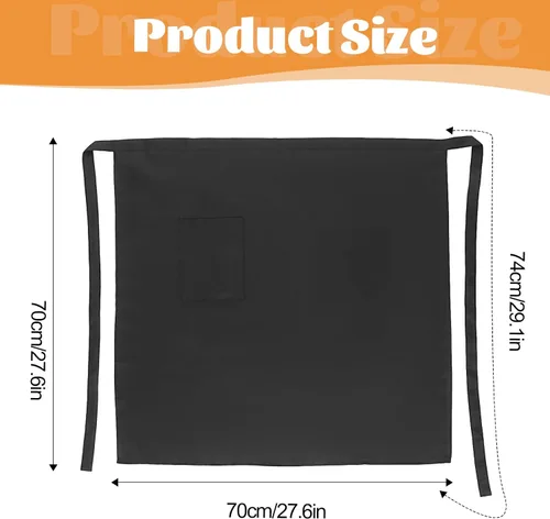 Miniatura 2 de Xthrotsenk Delantal con bolsillo para cocinero, delantal de bistró negro para servidores, unisex, para restaurante, bistró, cocina, delantales