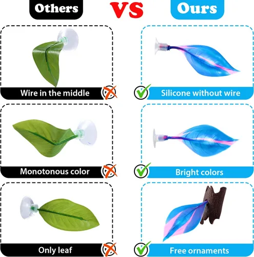 Miniatura 5 de WILLBOND 2 piezas de silicona azul Betta Fish Bed Leaf Hamaca Betta Fish Tank Accesorios Decoraciones para adornos de acuario, práctico lugar