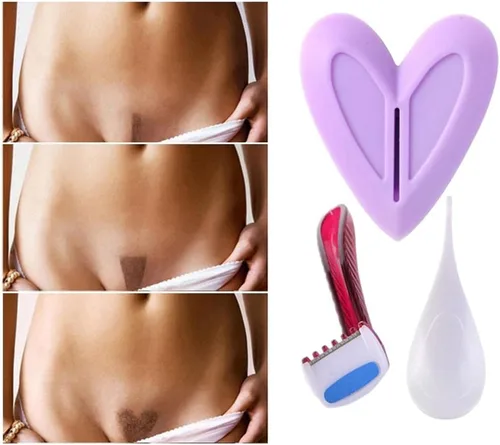 Miniatura 6 de Bikini Area - Juego de plantillas para afeitado de cabello para mujeres, maquinilla de afeitar de pelo púbico para mujeres y niñas, kit de afeitado