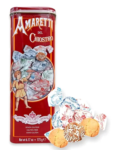 Amaretti Chiostro di Sarrono Galletas crujientes – Snacks sin gluten – Lata de galletas italianas – Galletas gourmet tradicionales – Galletas de
