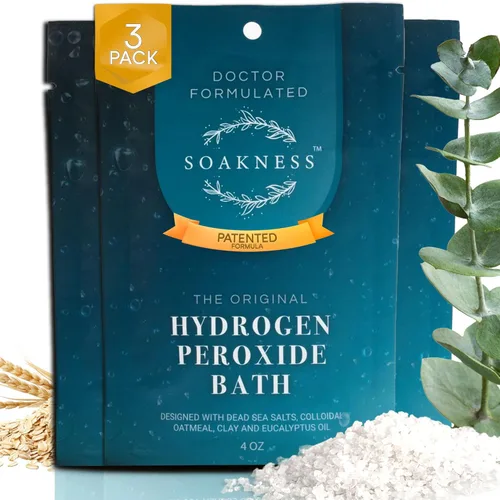 Soakness Sales de baño de sal de Epsom con peróxido de hidrógeno, fabricado en Estados Unidos, sales de baño patentadas, recuperación muscular y
