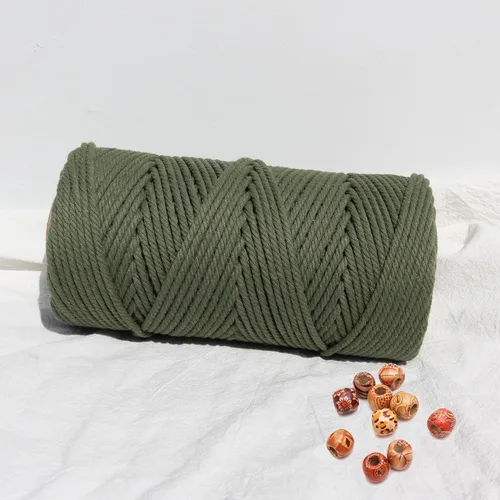 Miniatura 47 de Cordón de macramé de 1/64 pulgadas (0.157 in) de color rosa claro, hilo de algodón natural para tejer a mano a mano, 4 hebras para colgar