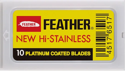 Miniatura 7 de Feather Cuchillas de afeitar de seguridad de doble filo, (50 unidades) - Cuchillas de afeitar de acero inoxidable Hi-Stainless con revestimiento