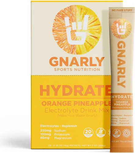 Miniatura 17 de Gnarly Nutrition Hydrate Electrolyte Powder – Mezcla de bebida hidratante para ejercicio de naranja piña – Certificado NSF Sport – Solución
