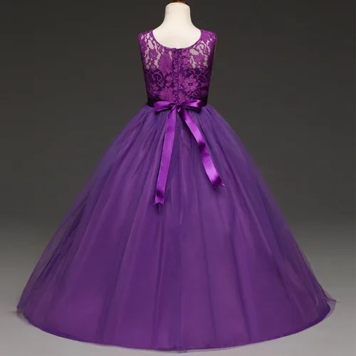 Miniatura 12 de Vestido Yaphyee largo, de princesa, con flores, formal, para boda, dama de honor, para fiesta, para niña