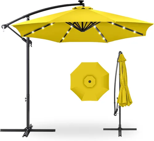 Miniatura 29 de Best Choice Products - Paraguas solar LED de 10 pies para colgar en el mercado o patio Gris