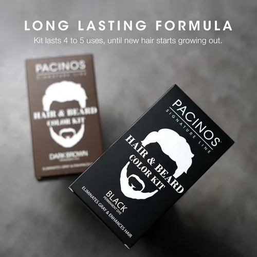 Miniatura 6 de Pacinos Kit de color para cabello y barba (marrón oscuro) - Color de cabello para hombres, elimina las canas en 5 minutos, fórmula fácil de aplicar