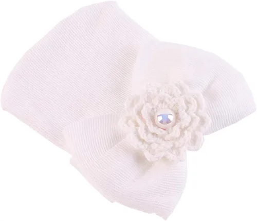 Miniatura 4 de HUIXIANG Gorro para recién nacido de algodón suave para niña, con gorro de lazo grande, bebé