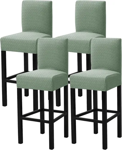 Miniatura 13 de Gollense Juego de 4 fundas para taburetes de bar con respaldo, fundas elásticas de jacquard para taburetes de bar, fundas de asiento lavables