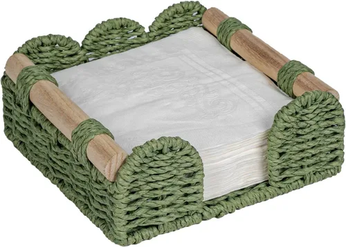Miniatura 8 de CubesLand Servilletero festoneado para decoración de baño, dispensador de servilletas plano de cuerda de papel, bandeja para toallas de invitados