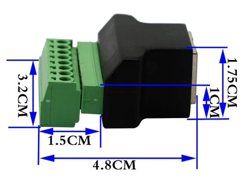 Miniatura 2 de CGTime - Conector macho RJ45 a 8P 8C hembra tipo tornillo terminales Ethernet red Plug Cable para AV CCTV UTP DVR Cat5 Cat5e Cat6 Cat7 en línea