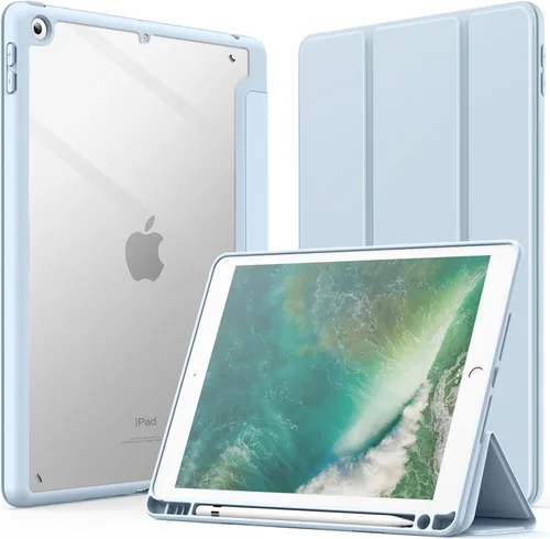 Miniatura 10 de JETech Funda para iPad de 9.7 pulgadas (6ª/5ª generación, 2018/2017) con soporte para lápices, carcasa trasera transparente transparente, soporte