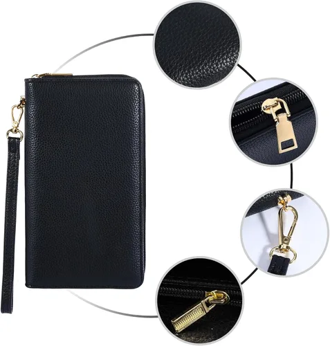 Miniatura 5 de Chelmon - Monedero para mujer de cuero genuino con bloqueo de señal RFID, para tarjetas de crédito
