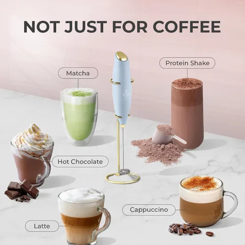 Miniatura 166 de Zulay Milk Boss Espumador de leche potente manual, hace espuma para latte, batidor para mezclar bebidas, café, miniespumador para capuchino, frappé