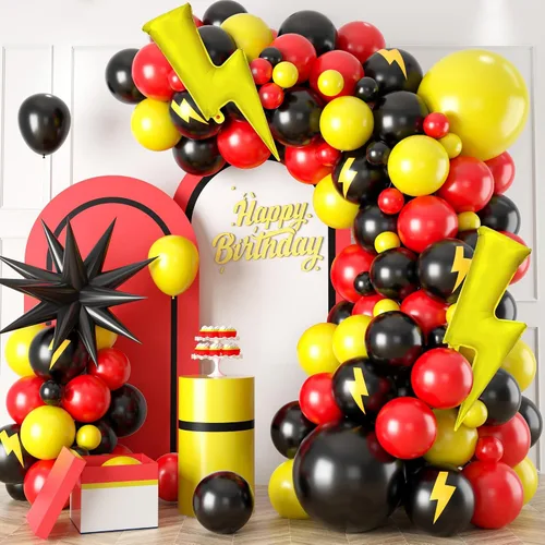 Miniatura 8 de Decoraciones de fiesta de cumpleaños de béisbol, arco de globos azul marino, rojo y nude con globos de papel de aluminio con guante de béisbol