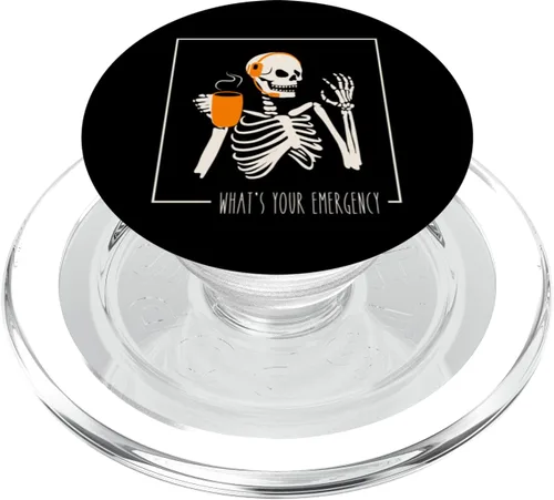 Miniatura 8 de Cuál es tu emergencia Funny Skeleton 911 Dispatcher Humor PopSockets Standard PopGrip