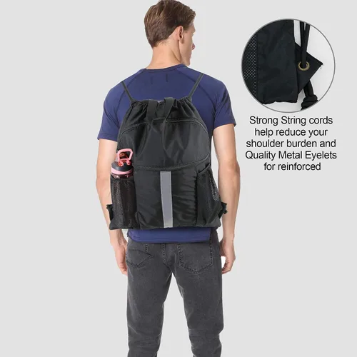 Miniatura 7 de BeeGreen Mochila con cordón y compartimento para zapatos, mochila unisex