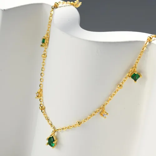 Miniatura 6 de Delicado collar de oro para mujer, chapado en oro con circonita cúbica gota satélite collar de cadena para mujer
