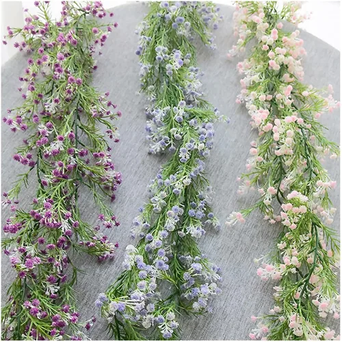 Miniatura 2 de Gypsophila - Guirnalda de flores artificiales de 5.5 pies, flores de imitación de aliento de bebé, vid de tacto real para colgar en el arco de boda