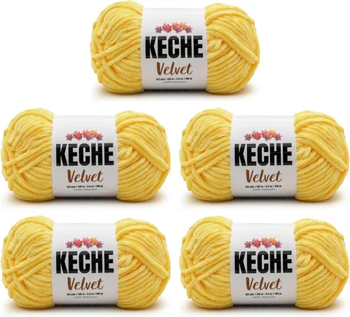 Miniatura 50 de Keche Hilo de terciopelo para ganchillo, manta de felpilla suave, voluminosa, hilo amigurumi, 3.53 oz (132 yardas), color azul bebé