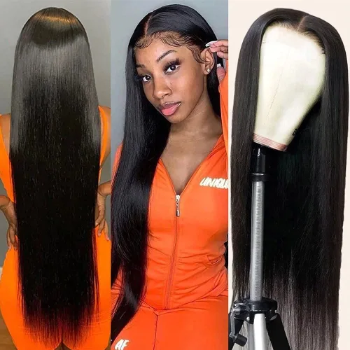 Miniatura 15 de Subella 12A Pelucas de encaje frontal HD de cabello humano con línea capilar prearrancada con cabello recién nacido, densidad de 180, 13x5, cabello