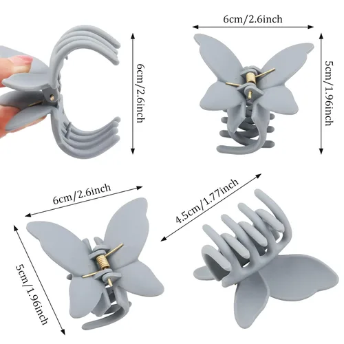 Miniatura 3 de 12 pinzas para el cabello con garra de mariposa de 2.6 pulgadas, antideslizantes, mandíbula mate, 12 colores, fuerte sujeción de mariposa