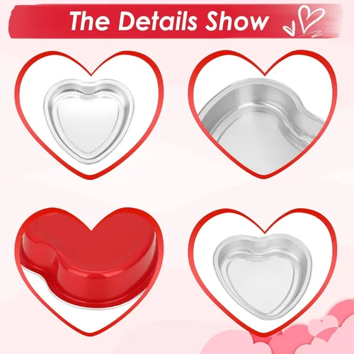 Miniatura 3 de Moldes grandes en forma de corazón para hornear, 20 juegos de recipientes desechables de papel de aluminio de 9 onzas con tapas, molde