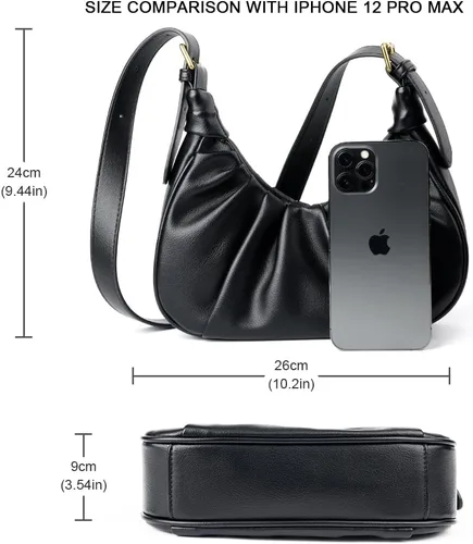 Miniatura 3 de Bolso bandolera de cuero pequeño para mujer, bolso vintage chic de nube hobo