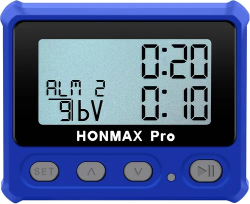 Miniatura 5 de HONMAX Temporizador de intervalo profesional 8100 y cronómetro, retroiluminación, carga USB-C, reloj (azul)