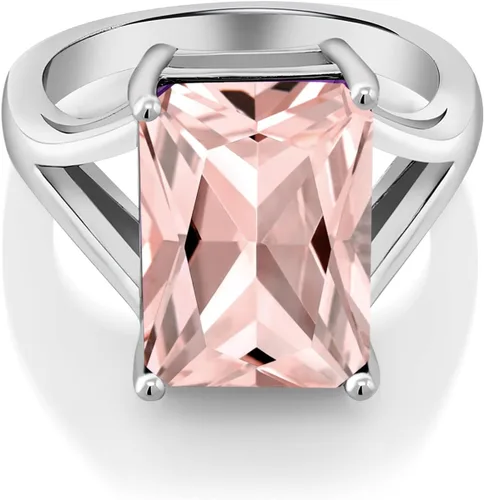 Miniatura 90 de Gem Stone King Anillo de compromiso solitario con piedra preciosa de corte esmeralda de 0.551 x 0.394 in para mujer, plata de ley 925, anillo