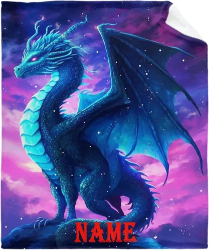 Miniatura 10 de Manta de Dragón Azul, Regalo para Mujeres, Hombres, Niñas, Niños, Amantes de Dragones, Manta de Franela Suave Azul para Sala de Estar, Sofá, Sillón