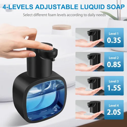 Miniatura 2 de Dispensador Automático de Jabón Líquido con Capacidad de 500ml / 17oz, Dispensador de Jabón Sin Tocar con Ajuste de 4 Niveles, Recargable, Montado
