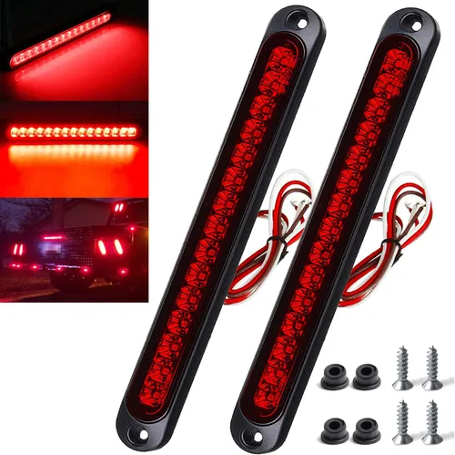 Paquete de 2 Luces de Identificación de Remolque LED de 10", 15 LED, 9 a 30 voltios, Conjunto de Luz Trasera LED de Parada Giro Cola, Tercera Barra