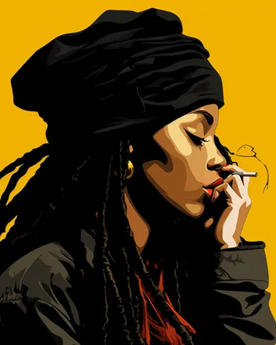 Miniatura 28 de Pintura por Números Afroamericana DIY Pintura Acrílica Kit de Pintura por Números para Niños Adultos Principiantes Chica Negra de Moda DIY Pintura