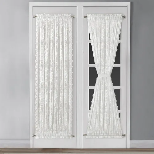 Miniatura 8 de Warm Home Designs Cortinas negras para puerta francesa. El par de cortinas de encaje con rosas inglesas viene con 2 alzapaños gratis. Las cortinas