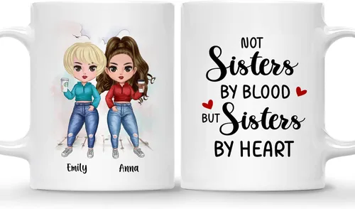 Miniatura 18 de Gossby Taza personalizada para amigas, Besties Forever, regalo personalizado para mejores amigas para mujeres con nombres de avatares, regalo 4