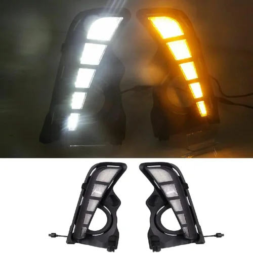 Para To-yota Highlander 2017-2019, LED DRL lámpara de circulación diurna blanca amarilla luces indicadoras de conducción accesorios de coche