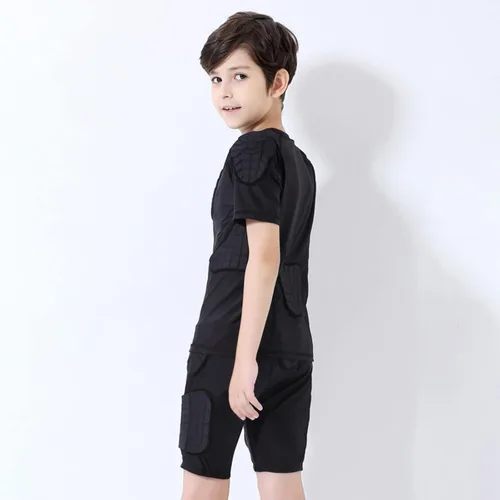 Miniatura 5 de Camisa de compresión acolchada para jóvenes, manga larga, manga corta, pantalones de protección para fútbol, paintball, béisbol Camisas acolchadas