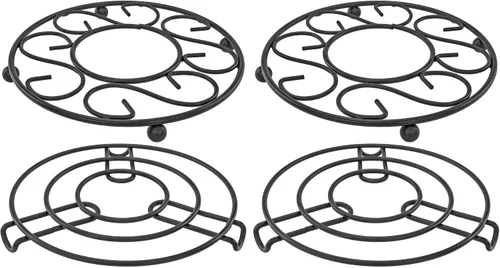 Miniatura 7 de SH - Salvamanteles de metal para ollas - Soporte para utensilios de cocina calientes, diseños elegantes duraderos para encimeras y mesas, juego de 2