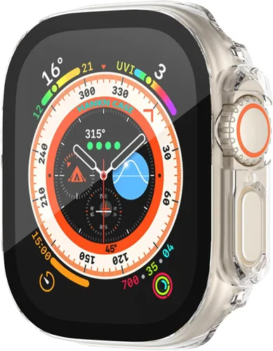 Miniatura 11 de Estuche duro mate para Apple Watch Series 7 8 9 41mm, protector de pantalla de vidrio templado, estuche con cobertura completa, amortiguador a Negro