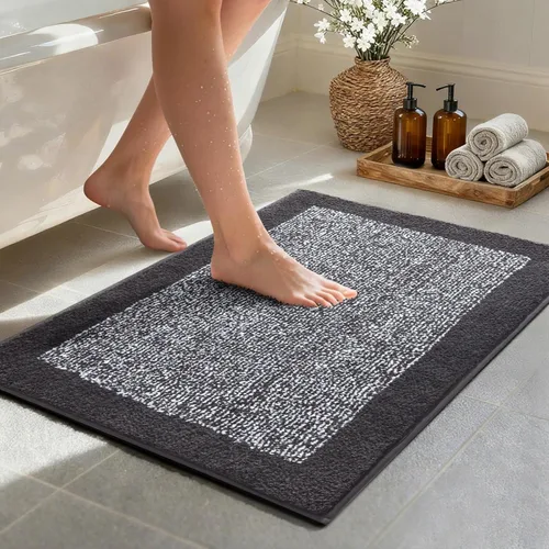 Miniatura 52 de Alfombras de baño de 17 x 24 pulgadas, antideslizantes, lavables, color gris, para bañera, tapete de baño para baño, tapete suave y absorbente