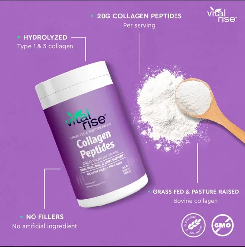 Miniatura 6 de Polvo de colágeno hidrolizado de origen natural - Soporte para el cabello, la piel, las uñas y las articulaciones - Suplemento de colágeno