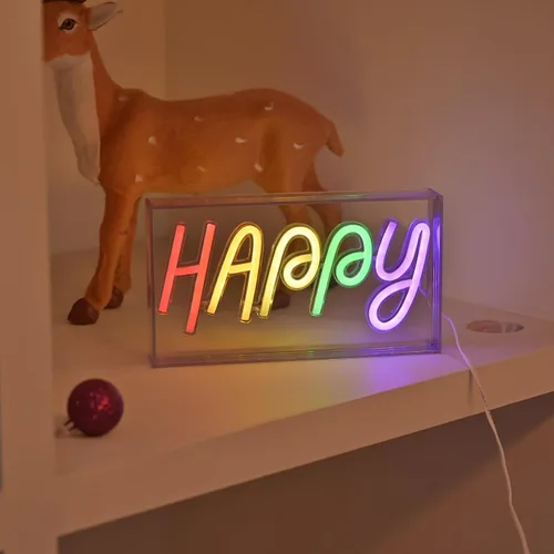 Miniatura 4 de Letreros de Neón Felices, Luz de Letrero de Neón de Pie Decoración LED Alimentada por USB Acrílico Hecho a Mano Letrero Publicitario Luz Nocturna