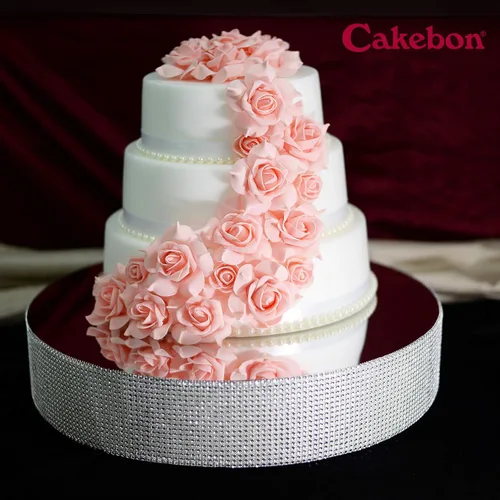Miniatura 7 de Cakebon Soportes para tartas, color plateado de 12 pulgadas con diamantes de imitación para pasteles y pasteles, espuma de poliestireno ligera